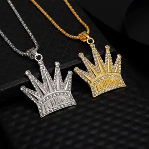 1pc Fashion Trendy King Crown Pendant Men's Necklace Jewelry Accessories