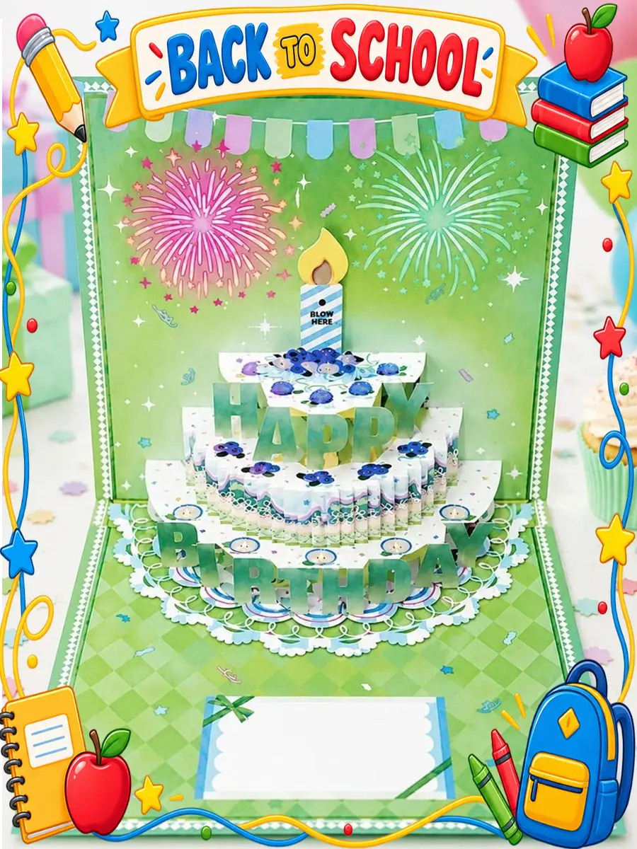 3D Pop-up Light Up Musical Happy Birthday Card with Fireworks  Sound & LED Lights Interactive Surprise Greeting Card with Envelope and Blank Message Card Great for Birthday Celebrations Family friends Kids Surprise Meaningful Gifts 2026 Back to School