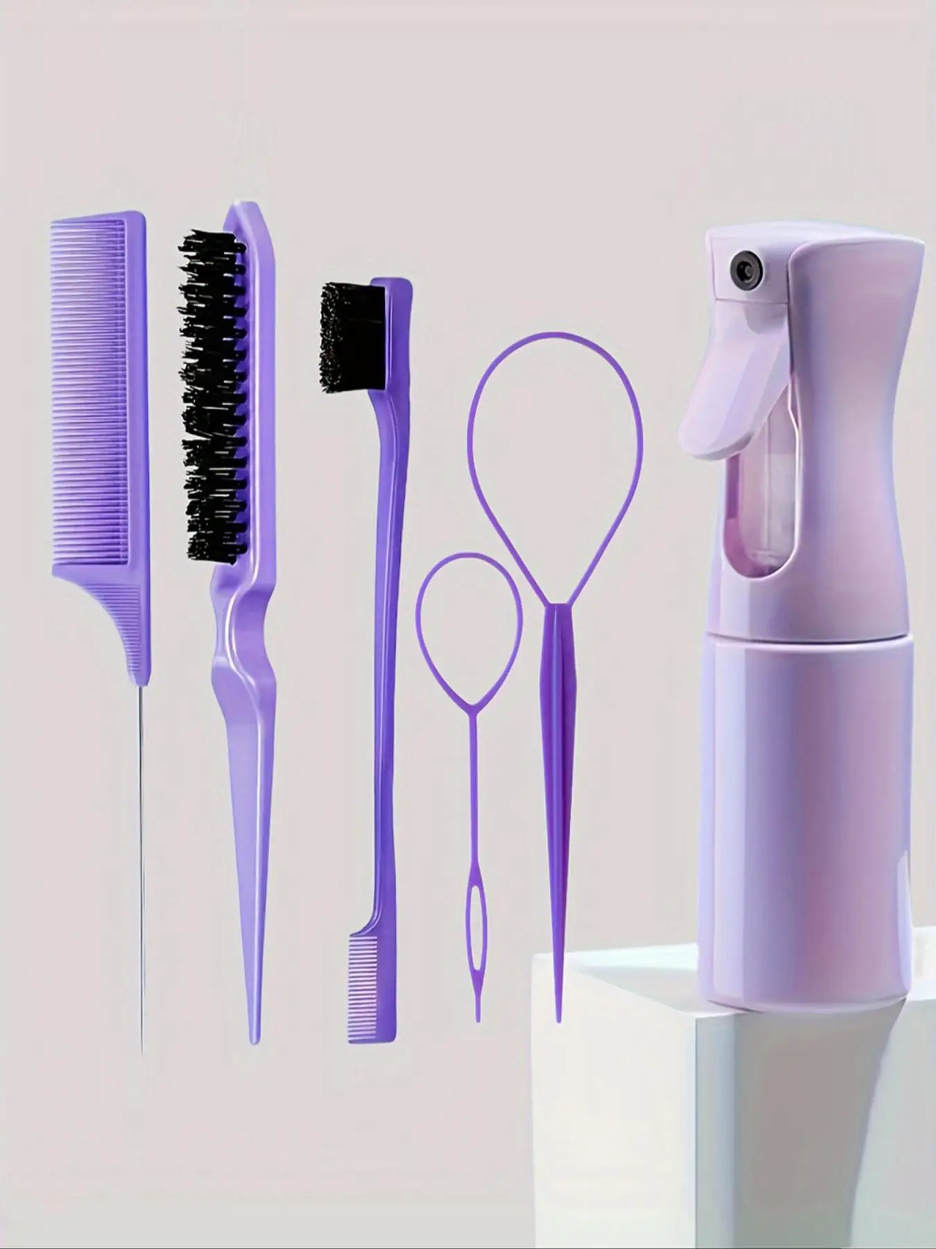 2024 New Hair Styling Comb Set, Hair Styling Tool Set, Including Hair Comb, Spray Bottle, Eyebrow Brush, Rat Tail Comb, Professional Durable, Portable