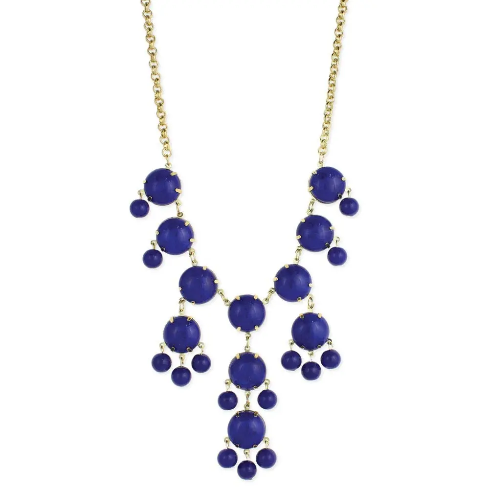 Zad Jewelry Women's Zia Statement Bib Necklace, Bib Neckline, Elegant Blue Beaded Bubble Pendants, Costume Jewelry for Daily-Casual & Evening Wear, Make A Statement