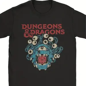 Dungeons & Dragons Horror Graphic Tee, Dungeons & Dragons Merch, Fantasy Role-Playing Game Shirt, Gift T-shirt, Dnd Tee, Y2k, Gift Idea, Unisex Cotton Top Menswear Womenwear Streetwear Cotton Comfort