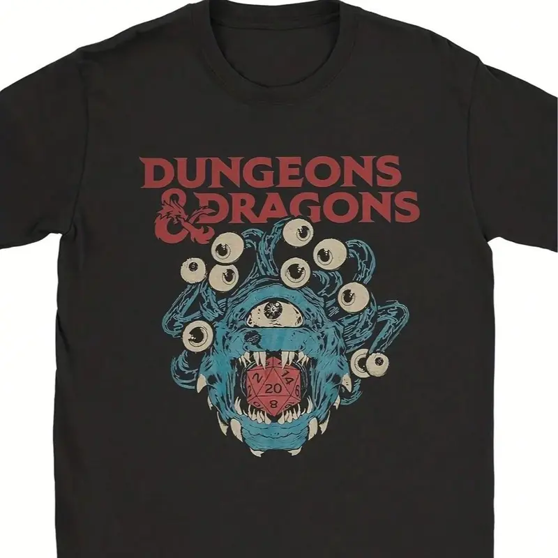 Dungeons & Dragons Horror Graphic Tee, Dungeons & Dragons Merch, Fantasy Role-Playing Game Shirt, Gift T-shirt, Dnd Tee, Y2k, Gift Idea, Unisex Cotton Top Menswear Womenwear Streetwear Cotton Comfort