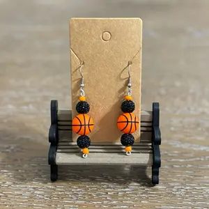Black Basketball Earrings