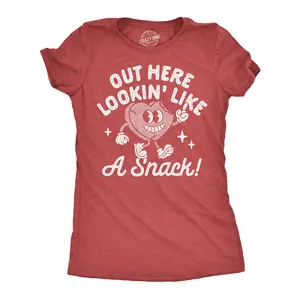 Womens Funny T Shirts Out Here Lookin Like A Snack Sarcastic Valentines Day Graphic Novelty Tee for Ladies Funny Womens T Shirts Cute Vintage Fashion Casual Ladies T-Shirt Gift Love Tops for Women Funny Food Red -