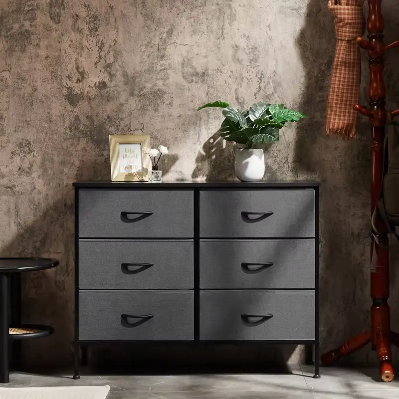 6-Drawer Fabric Chest of Drawers, Bedroom Nightstand with Storage - Versatile Furniture for Bedside, Sofa Side Table Use