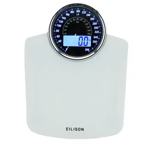EILISON Highly Advance 2-in-1 Digital & Analog Weighing Scale for Body Weight-400lbs, 4 High Precison GX Sensor Accurate, Thick Tempered Glass, Extra Large Display (White)