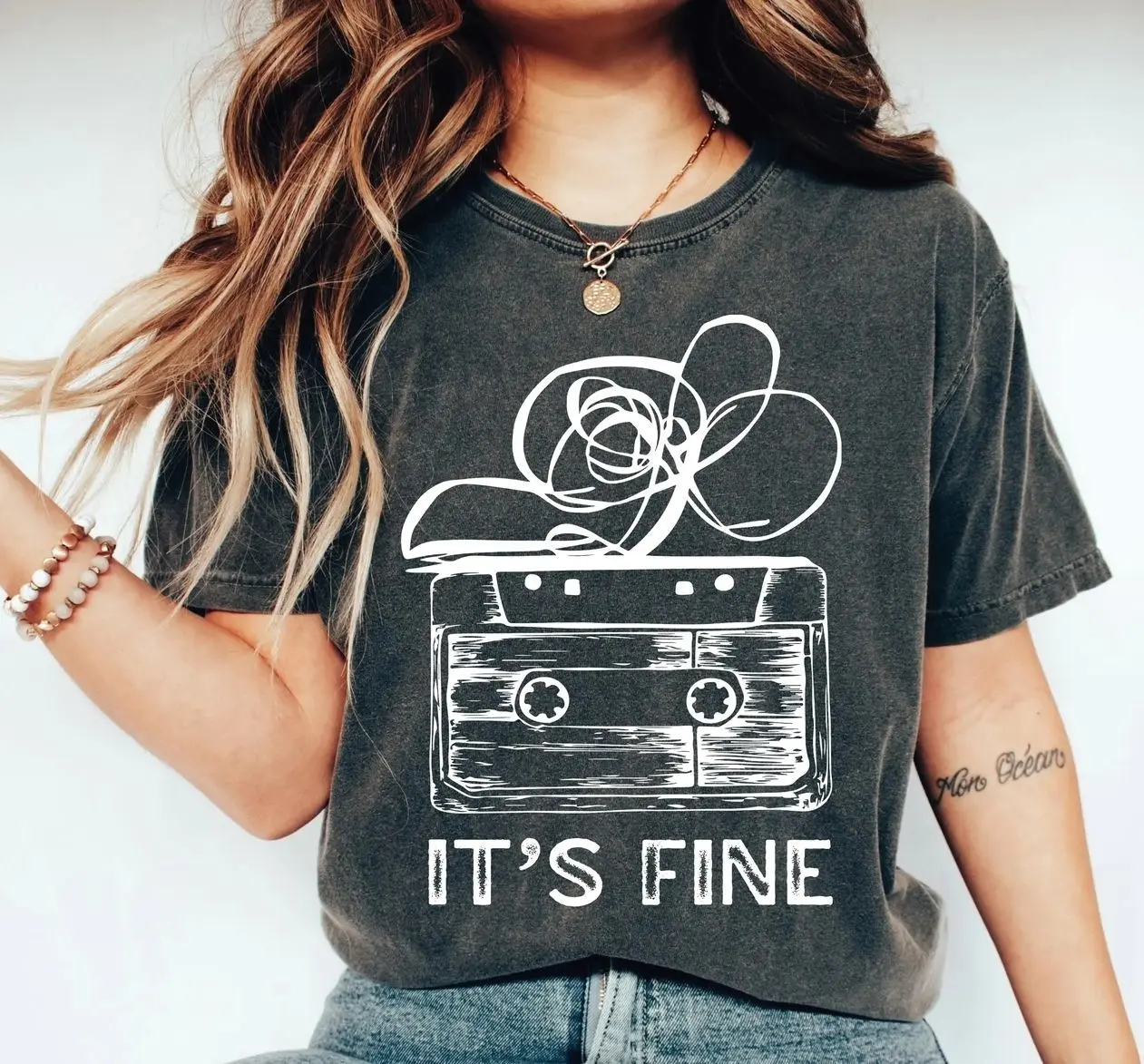Retro Cassette Tape T‑Shirt, It’s Fine Cassette Tape Shirt, 90s Music Shirt, Funny Tape Humor Top, Aesthetic Music Shirt