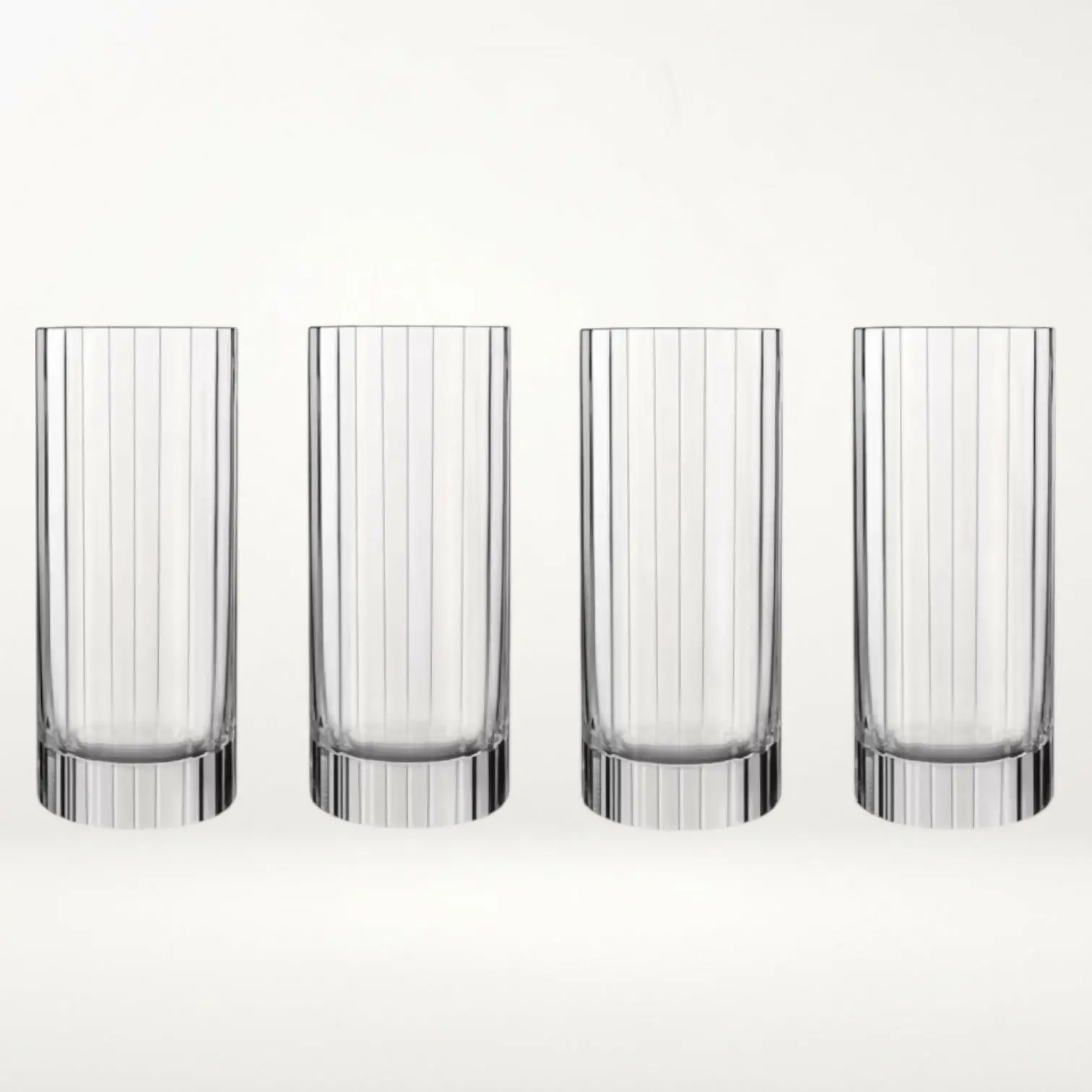 Luigi Bormioli Bach Ribbed Highball Glasses 16.5 oz | Set of 4 | Great Condition