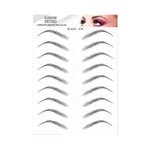6 Sheets Eyebrow Tattoo Stickers Waterproof Eyebrow Transfers Stickers Grooming Shaping Fake Eyebrow Sticker for Women and Girls Makeup