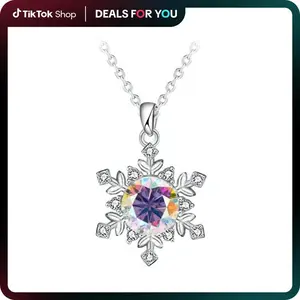 [#534] Sunflake Necklace, 2ct Round Cut Synthetic Moissanite, 925 Sterling Silver, Jewels Sparkles for Women