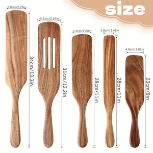 A 5pcs Cooking Set Made of Durable Acacia Wood, Including Kitchen Tools And Utensils for Non-Stick Pans, Salad Strainers, And Cake Making with Long Handles, As Seen on TV