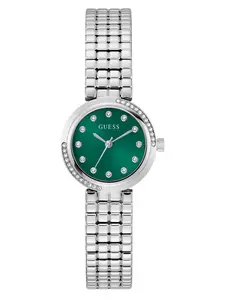 GUESS Female Silver-Tone Green Analog Watch