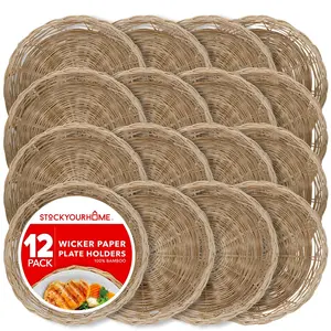Paper Plate Holders - 9 Inch Wicker (12 Pack)