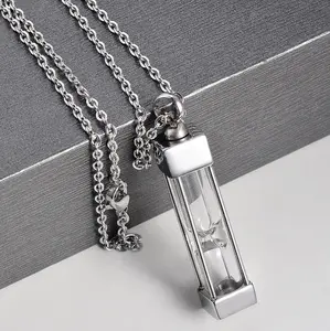 Quality Stainless Steel Timeless Glass Cremation Keepsake Pendant Necklace