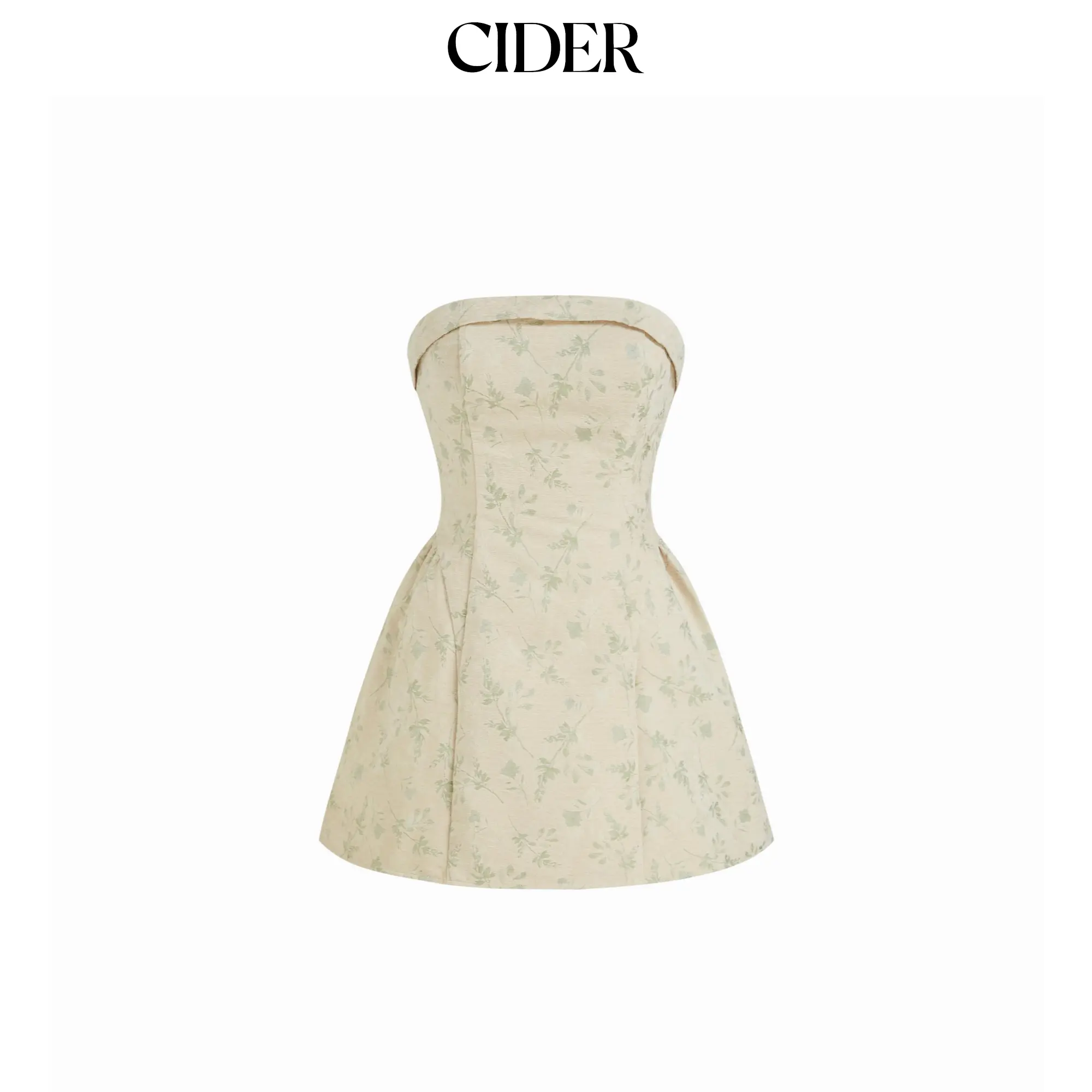Cider Jacquard Floral Tie Back Mini Bandeau Dress