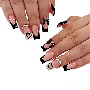 Valentine’s Limited Goth & Soft Girl Press On Nails (24pcs) | Reusable with Jelly Glue & Nail File | Viral 2026 Trend