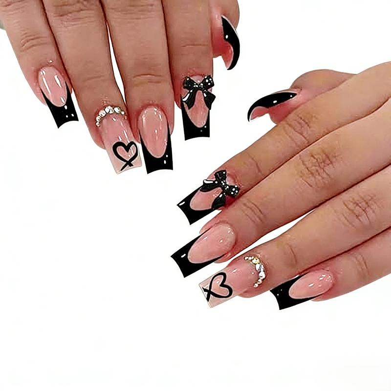 Valentine’s Limited! 2 Styles Goth/Soft Girl Nails (24pcs/Box) + Jelly Glue & File  Viral 2026 Acrylics Reusable