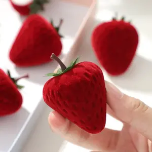 Stylish Strawberry Ring Box, Cute Children Jewelry Organizer, Plush Storage Gift Box, Ideal for Kids' Accessories & Gifts