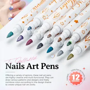 12 Color Dual Head Cotton Tip Nail Art Pen Set, DIY Nail Marking Pen, Graffiti Pen for Abstract Lines, Floral Patterns, Vibrant Colors
