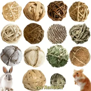 2pcs Multifunctional Hay Fun Tool Ball for Small Animals, Durable & Safe Chew Toy, Boredom Relief & Dental Health, Hamsters, Rabbits, Gerbils