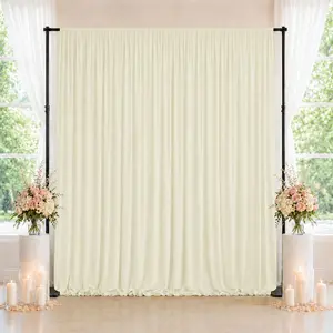 Spandex Backdrop Curtain Ivory 10ft x 10ft, 4-Way Stretch Wrinkle-Free Photo Booth Backdrop with Rod Pockets for Wedding & Events