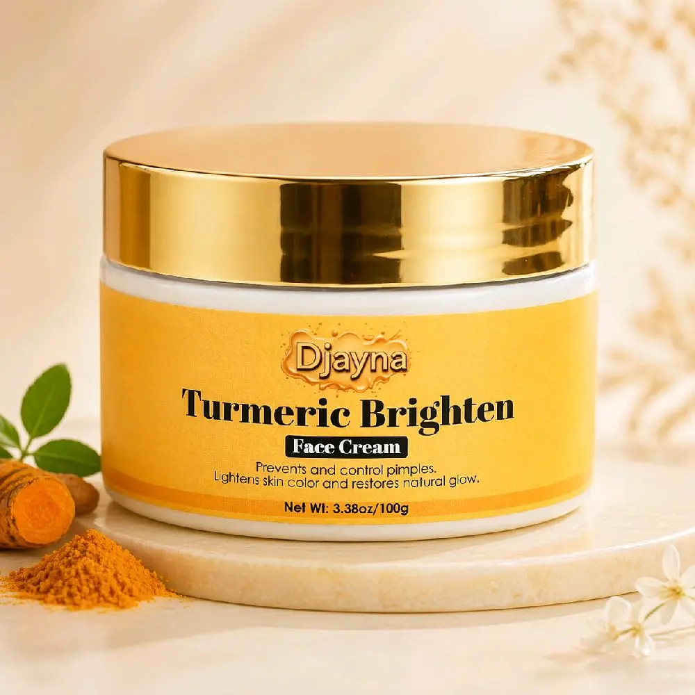 Djayna Turmeric Brighten Face Cream 3.38oz/100g Moisturizer for Pimple Control- Hydrate with Natural Glow - Moisture