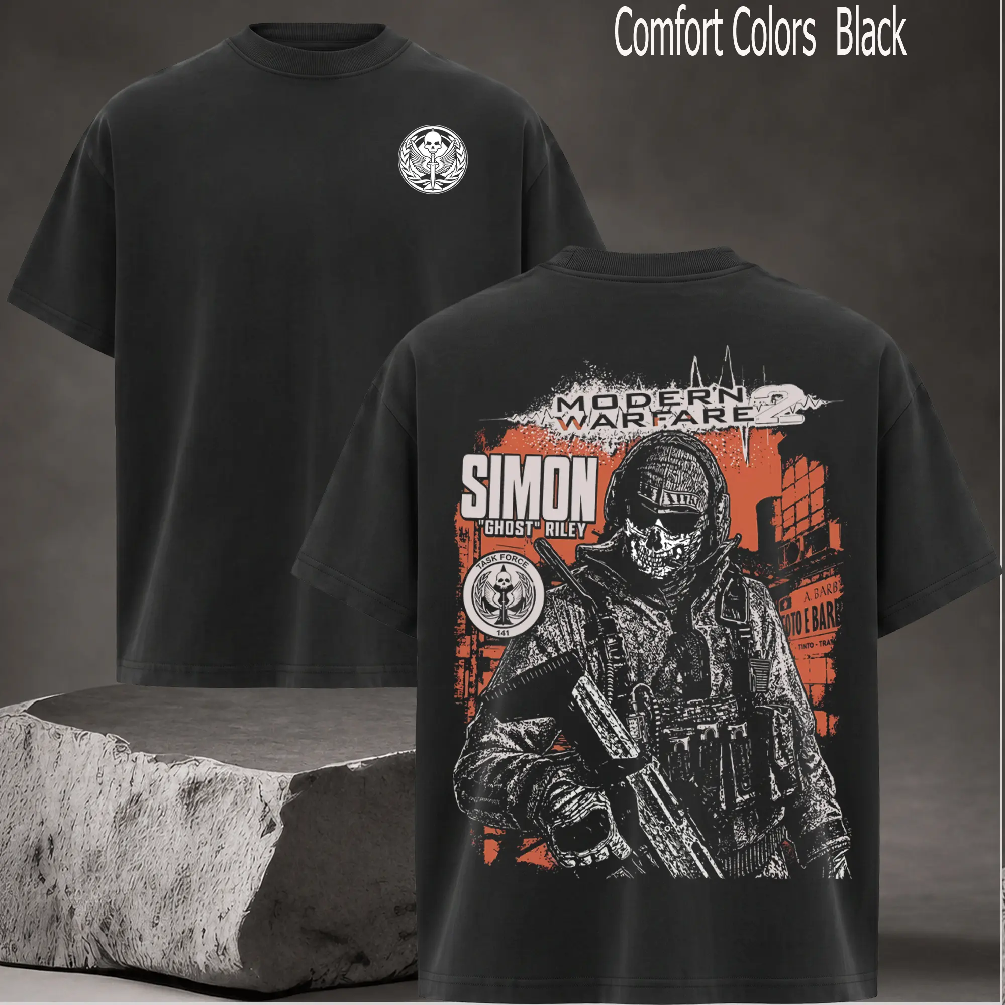 Simon "Ghost" Riley - Call Of Duty Ver 3 Double Printed  Lightweight Acid Game Graphic T-Shirt for Men Casual Day Wear Cotton Fabric - Jeans Vintage Gaming Retro Black Tee Heavyweight Graphic Cotton T-Shirts Love Menswear Tshirt