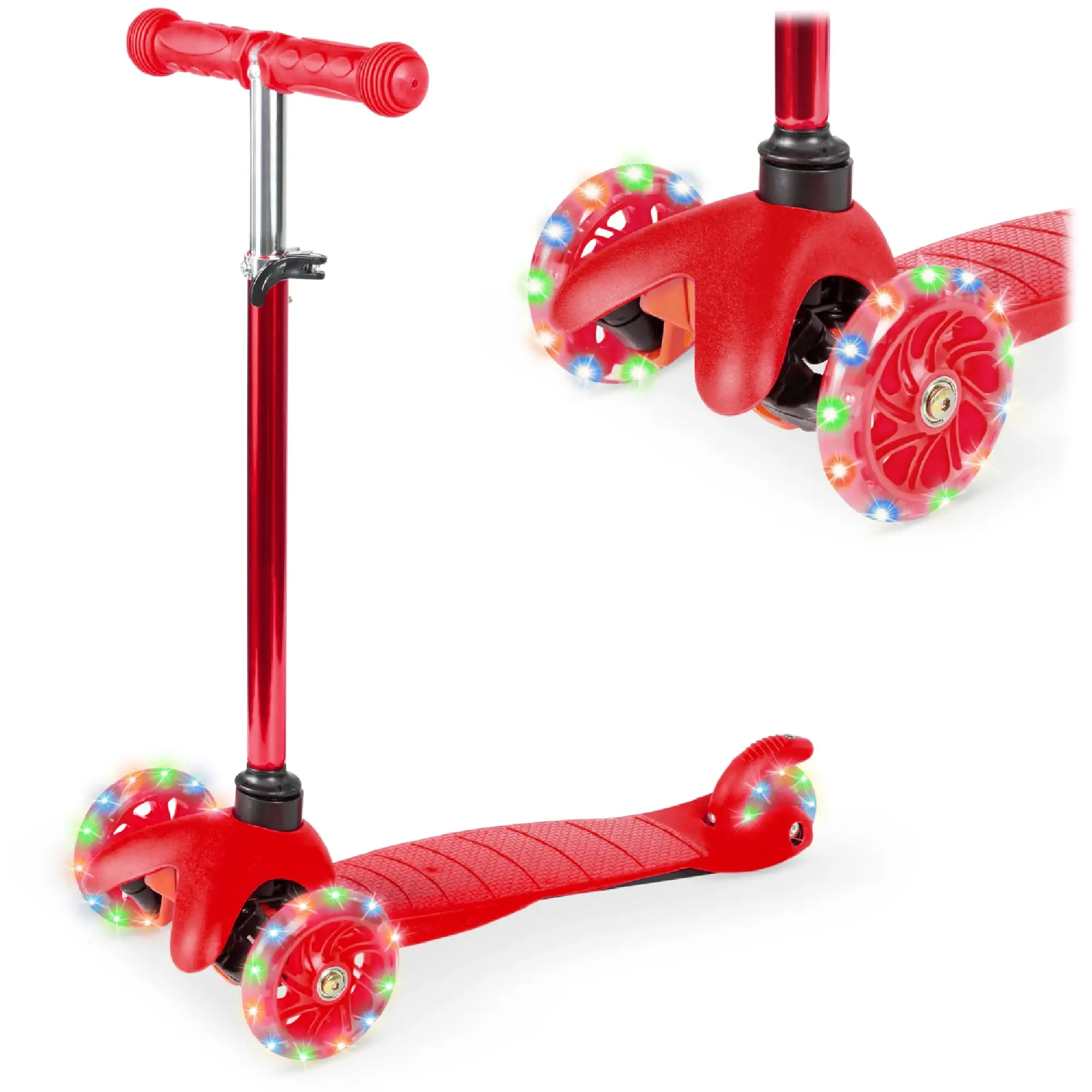 Best Choice Products Kids Mini Kick Scooter Toy w/ Light-Up Wheels and Height Adjustable T-Bar