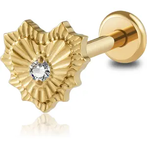 1PC ASTM F136 Titanium Broken Heart Piercing Jewelry for Conch, Tragus, Helix 16G 6mm 8mm,Hypoallergenic Flatback Stud