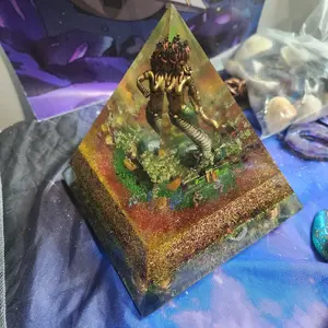 Medusa XL Orgone InnerG Pyramid with Honey Grounding and EMF Protection for Energy Healing and Spiritual Balance