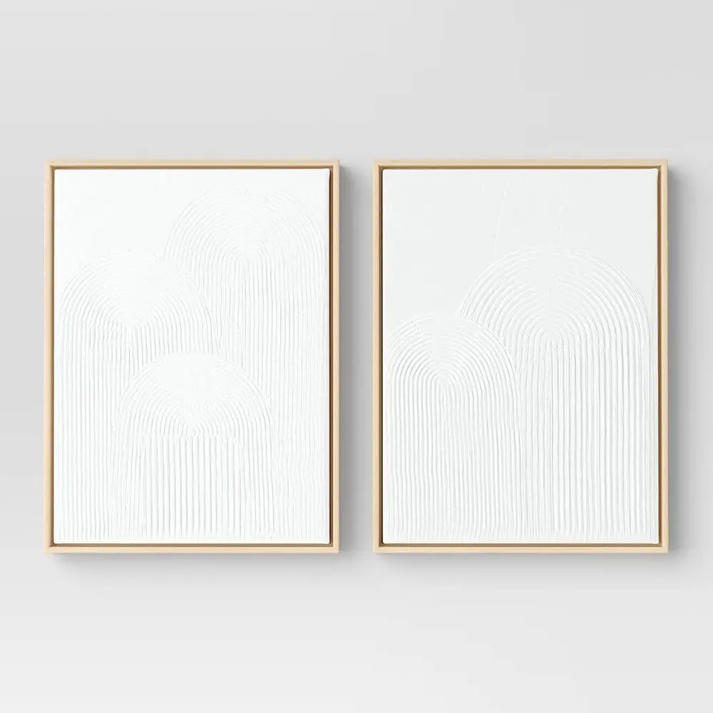 (Set of 2) 12" x 16" Rainbow Arches Framed Embellished Canvas Set - Threshold: Modern Abstract Wall Art Sawtooth Back Mount
