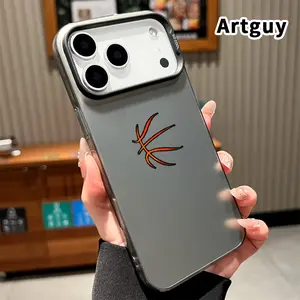 Phone Case for iPhone 17 Pro Max 16 Plus 15 14 13 12 11 Air E Basketball Outline Pattern Matte Shockproof Anti-Scratch Stylish Smartphone Cover