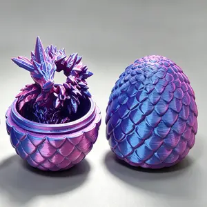 3D Printed Dragon with Surprise Egg, Articulated Crystal Dragon in Egg, Executive Dragon Fidget Desk Toys Decorative Egg Gifts for Boys Kids Home Decor(Purple)