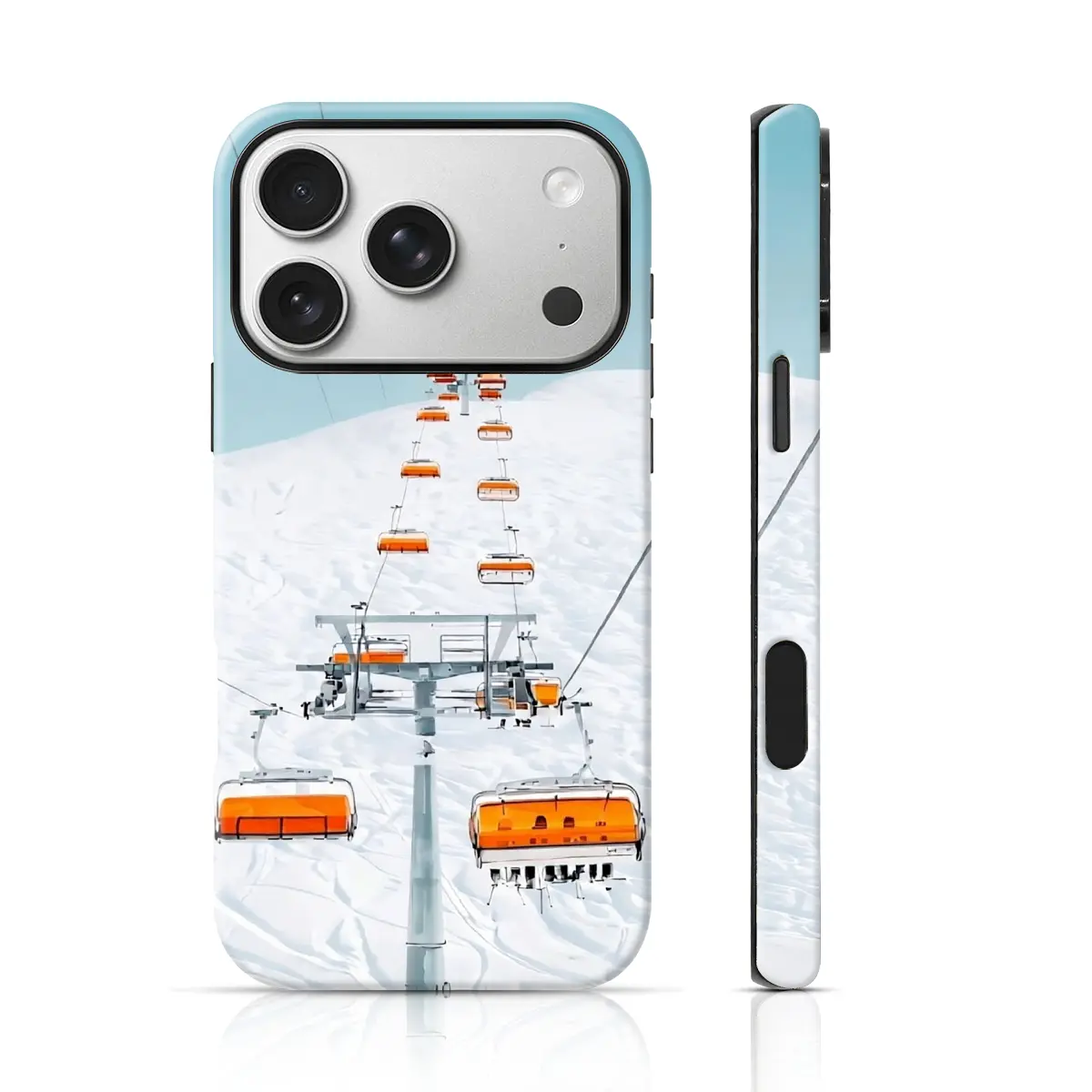 Minimalist Ski Lift Mountain Design Phone Case Double-Layer TPU Shockproof for iPhone 17 Pro Max/16 Pro Max /15Pro Max 15/14/13/12 & Samsung S26 /S25Ultra Great Gift, Smartphone, Cellphone, Accessories, Protection