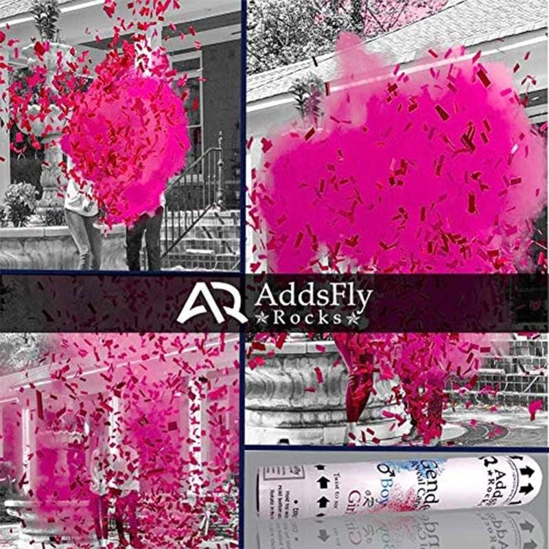 Addsfly Rocks Gender Reveal Surprise Party Confetti Cannon poppers Bundle-Premium Compressed Air Party Popper - Gender Reveal Party Supplies - Includes powder & Confetti  Colorful