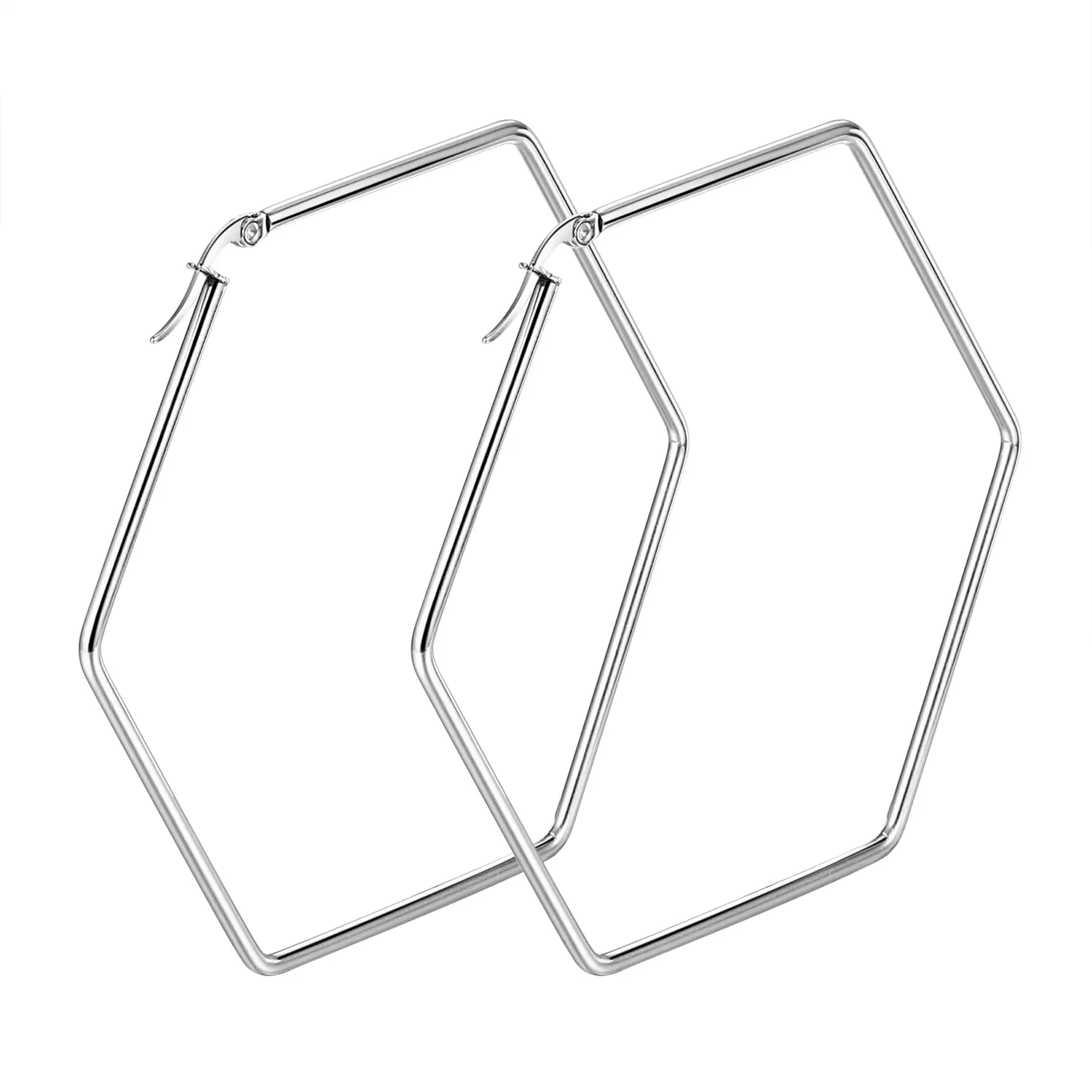 OIDEA Women's Large Geometric Hexagon Stainless Steel Dangle Earrings, Sculptural Dramatic Non-Tarnish Tarnish-Free Geometric Oversized Earrings