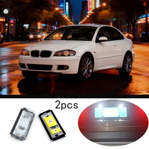 2 PCS LED License Plate Lights, Led car lights fit BMW E46 full series (1998-2007 4-door Sedan/5-door Wagon, 3 Series Sedan/Touring/Compact)! 6500K high-brightness white light improves night recognition, OEM circuit matching with zero error codes