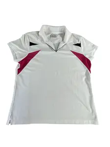 EP Pro Tour Tech Polo Shirt Womens XL White Pink Black Golf Tennis Top Polyester