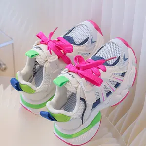 Kids' Sports Shoes, Toddler Sneakers, Style Colorblock Design, Breathable Mesh + Velcro Closure, Lightweight Anti-Slip Durable Sole, Footwear Athletic Trainer