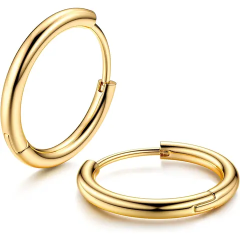 MILACOLATO G23 Solid Titanium Hinged Huggie Earrings - Implant-Grade Hypoallergenic Sleeper Cartilage Pieces (8mm/10mm/12mm) for Women, Elegant Dainty Style Fashionable Circular Hoop Earrings for Ear Stacking