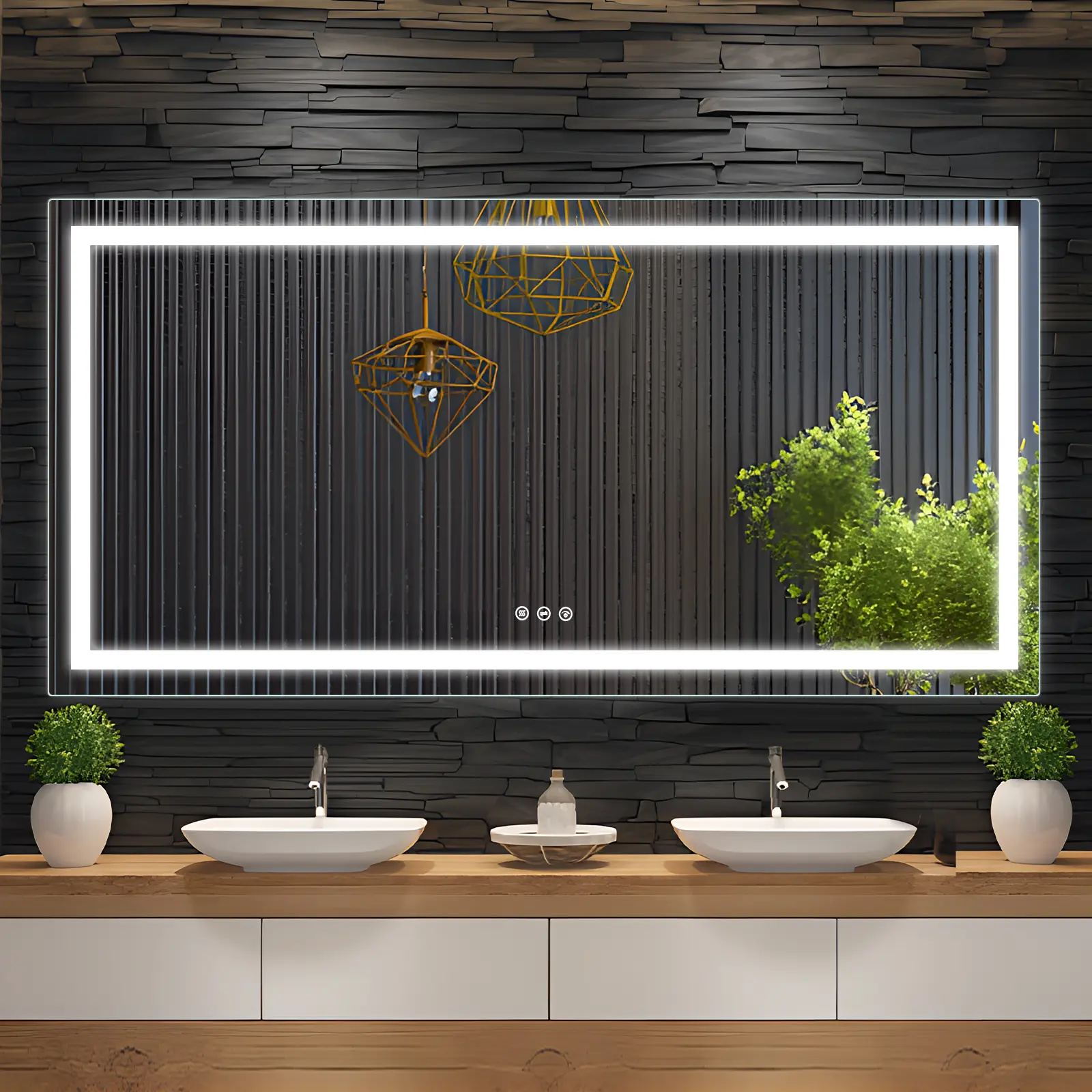 LED Bathroom Mirror 72x36 inch with Front and Backlight, Stepless Dimmable Wall Mirrors with Anti-Fog, Shatter-Proof, Memory, 3 Colors, Double LED Vanity Mirror