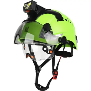 Safety Helmet Hard Hat with Detachable Headlamp Light and Visor Construction Hardhats for Men Vented 6-Point Suspension with Chin Strap & Backpack