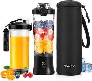Blender for Shakes and Smoothies- Personal Juicer 20 OZ Protein Shaker Bottle with Sleeve, USB-C,Travel Lid-Small Blender Cup for, Office, Gym,Travel