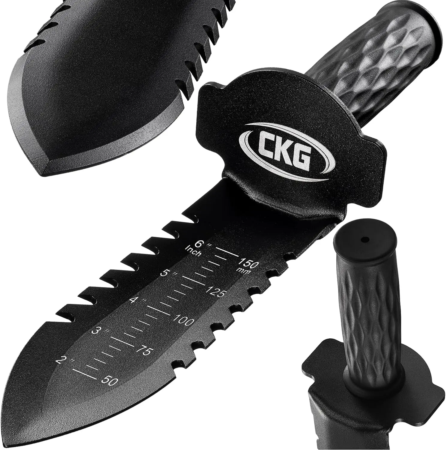 CKG Metal Detecting Shovel for Digging Heavy Duty Double Serrated Edge Digging Tool Trowel for Gardening, Camping, Landscaping, Treasure Hunting, Metal Detector Accessories