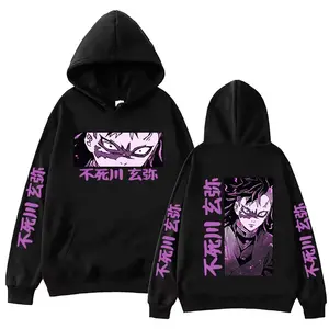 2026 Anime Demon Slayer Hoodie, Shinazugawa Genya Graphic Pullover, Long Sleeve Wool Sweatshirt for Men & Women