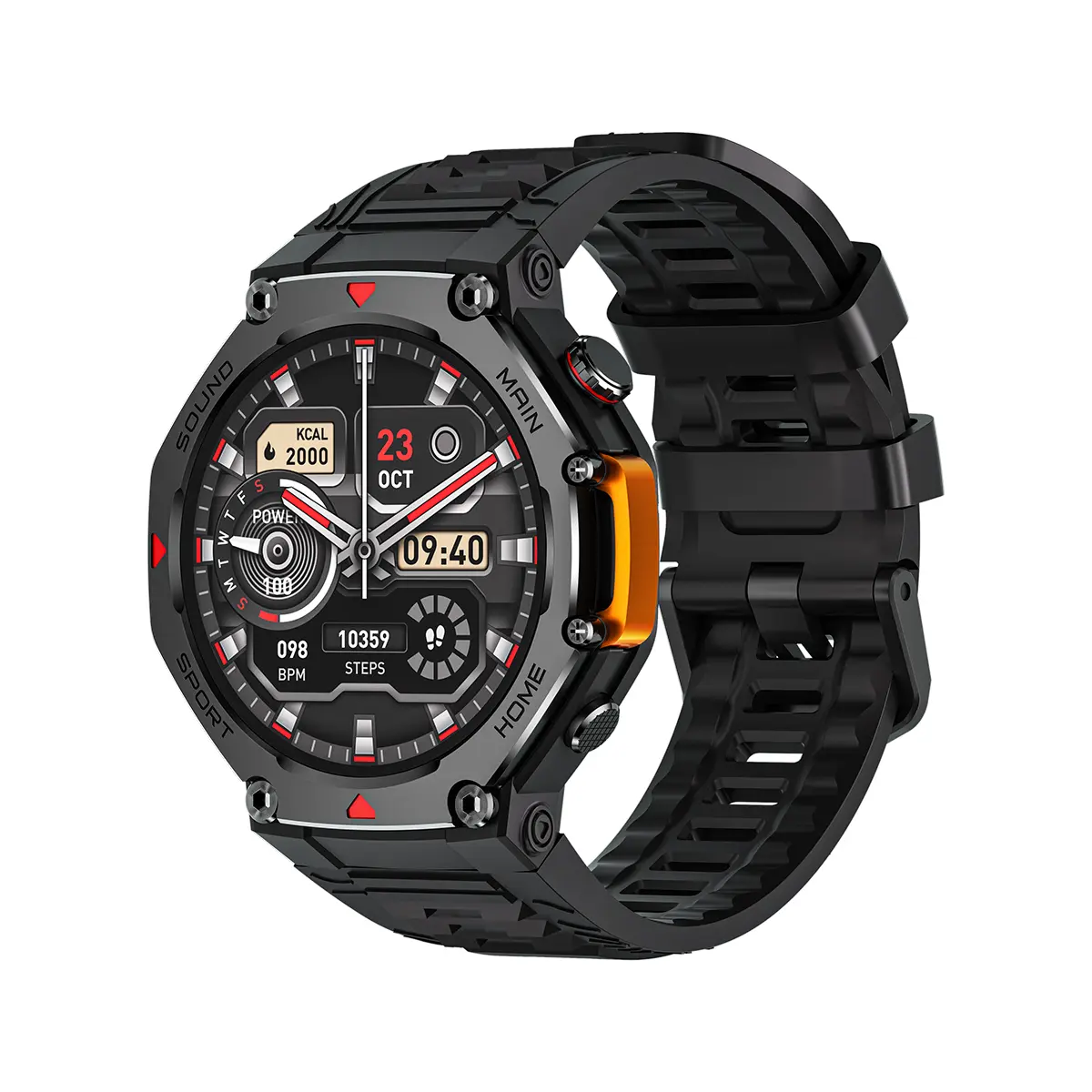 M-Rex4 Rugged Men Smart Watch 1.43" HD TFT Screen Built-in ChatGPT Bluetooth Call Recording Offline AI Voice Control 50M IP68 Waterproof GPS Compass NFC Payment Wireless Charging Fitness Tracker SOS Alert All Day Body Health Sleep Monitor, Wearable, Wrist