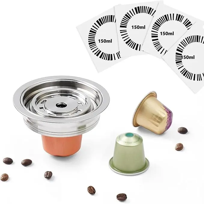 iCafilas Reusable Stainless Steel Coffee Capsule Adapter - Solid Metal Coffee Converter, Easy-Clean Equipment for Vertuo Pop, Vertuoline Next Nespresso Machines, Nespresso Accessories