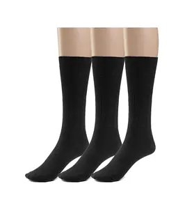 Silky Toes 3 or 6 Pk Men's Diabetic Non-Binding Cotton Dress Socks, Multi Colors Also Available in Plus Sizes… (9-11, Black - 3 Pairs)