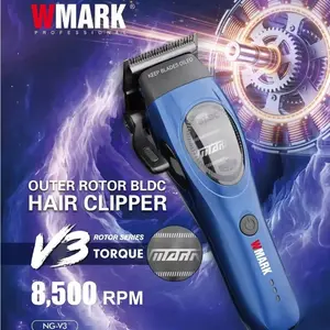 WMARK Clippers Professional Salon Haircut DLC Blade Hair Trimmers Electric 8000RPM BLDC High Torque Outer Rotor Motor High-End DLC Clipper finishing Clipper for Men NG-V3