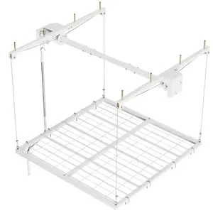Garvee Overhead Garage Lifting Storage Rack, 4x4 ft Heavy-Duty Carbon Steel Ceiling Storage Rack, Adjustable Organization System, 350Lbs Safe Load (Tested to 600Lbs), Manual Crank Lift Design